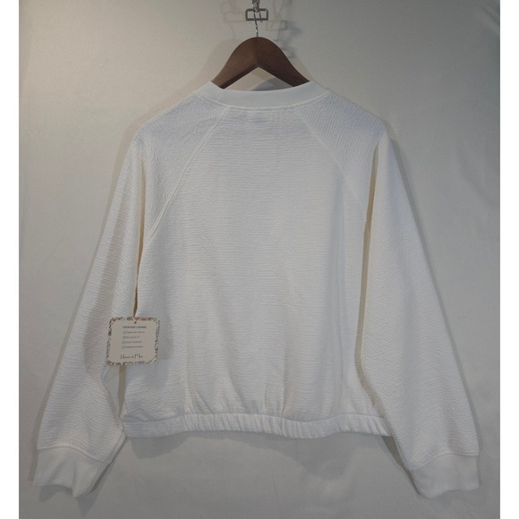 House of Mae Textured Crewneck Sweatshirt Everyday Lounge White XLarge - Picture 2 of 7